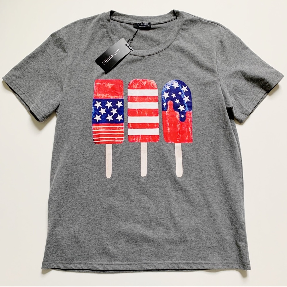 NWT SheShow Patriotic Popsicle Tee Size Large